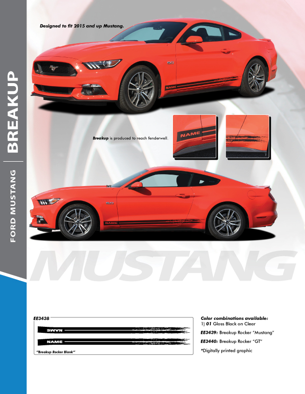 Ford Mustang Rocker Panel Stripes 2015-2017 BREAKUP