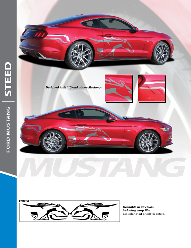 Side Horse Stripes for Ford Mustang STEED 2015 2016 2017 2018 