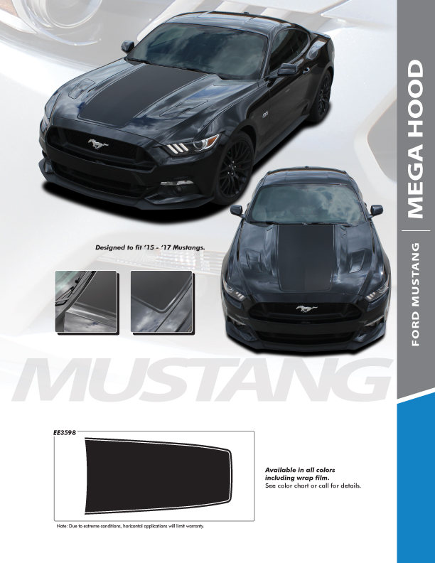 Wide Hood Stripe Graphic for Mustang MEGA HOOD 2015-2017