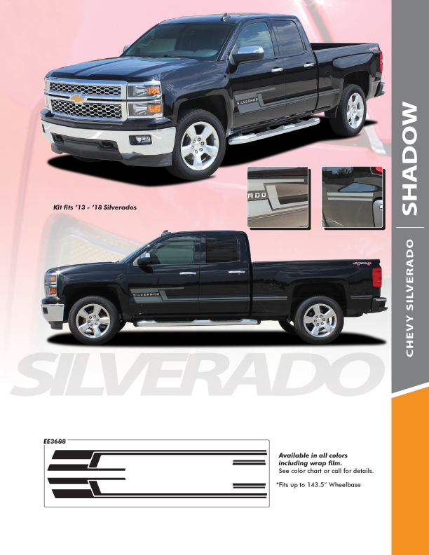 NEW! Trail Boss Z71 Chevy Silverado Side Stripes SHADOW 2013-2018