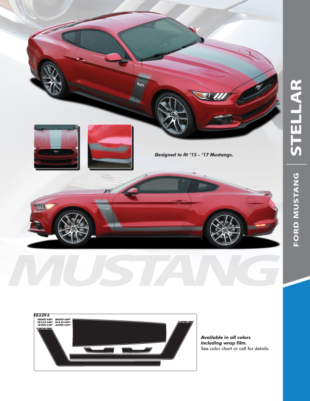 Hood and Side Stripes for Ford Mustang STELLAR 2015-2017