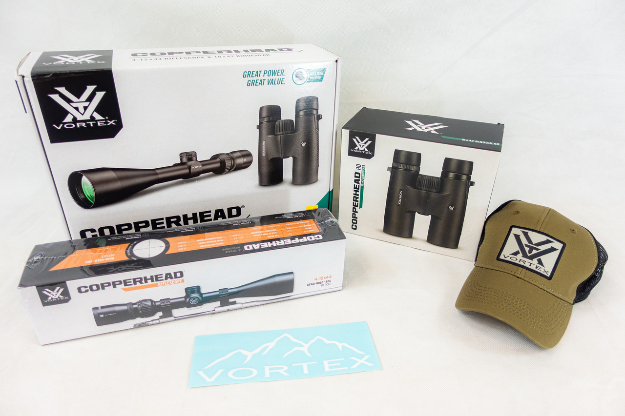 Vortex Copperhead 4-12x44 Package with Binoculars and Hat