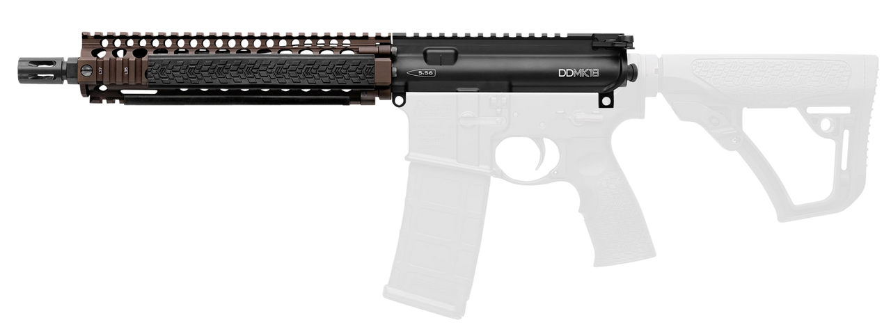 Daniel Defense 2300408013011 MK18 Upper Group 5.56x45mm NATO 10.30" Black Phosphate Barrel, 7075-T6 Aluminum Black Anodized Receiver, Flat Dark Earth DD RISII MK18 Handguard for AR-15