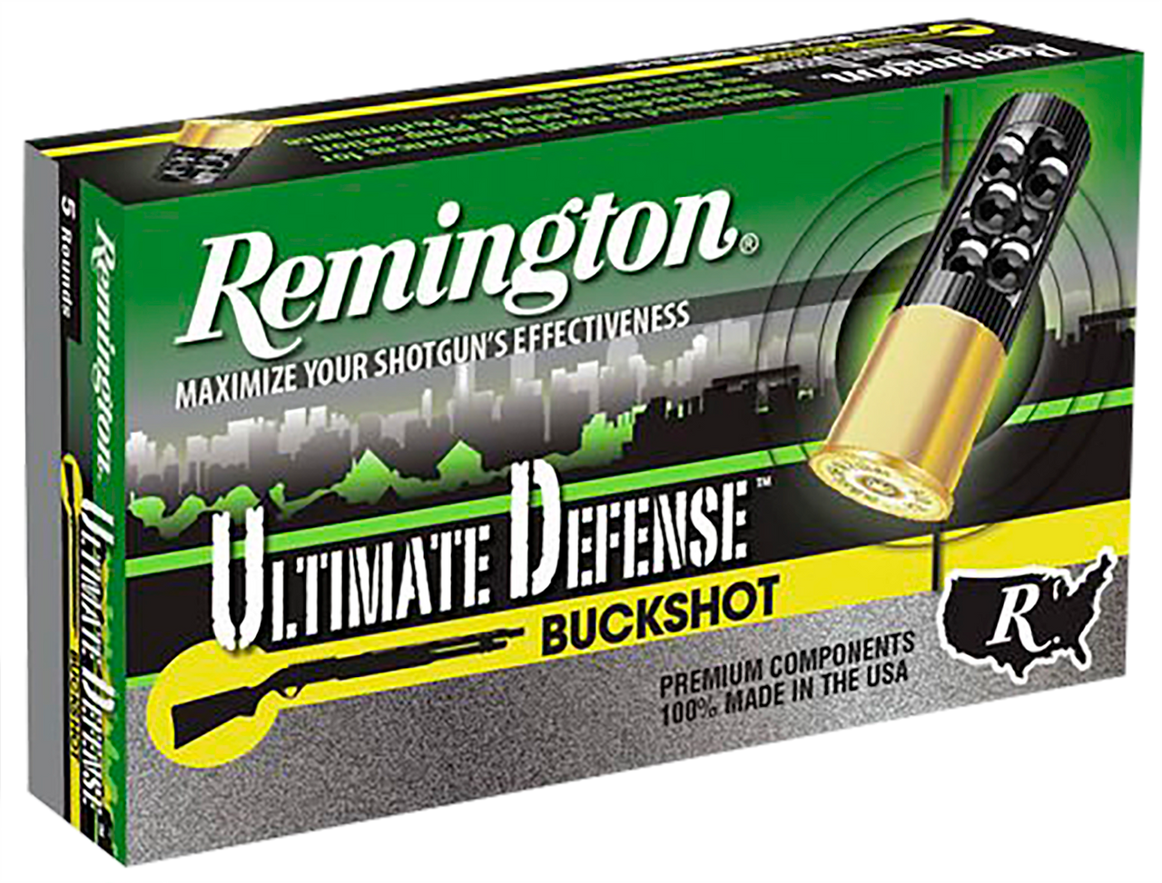 Remington Ammunition 20639 Ultimate Defense Buckshot 12Gauge 3" 4Buck Shot 5 Per Box/20 Case