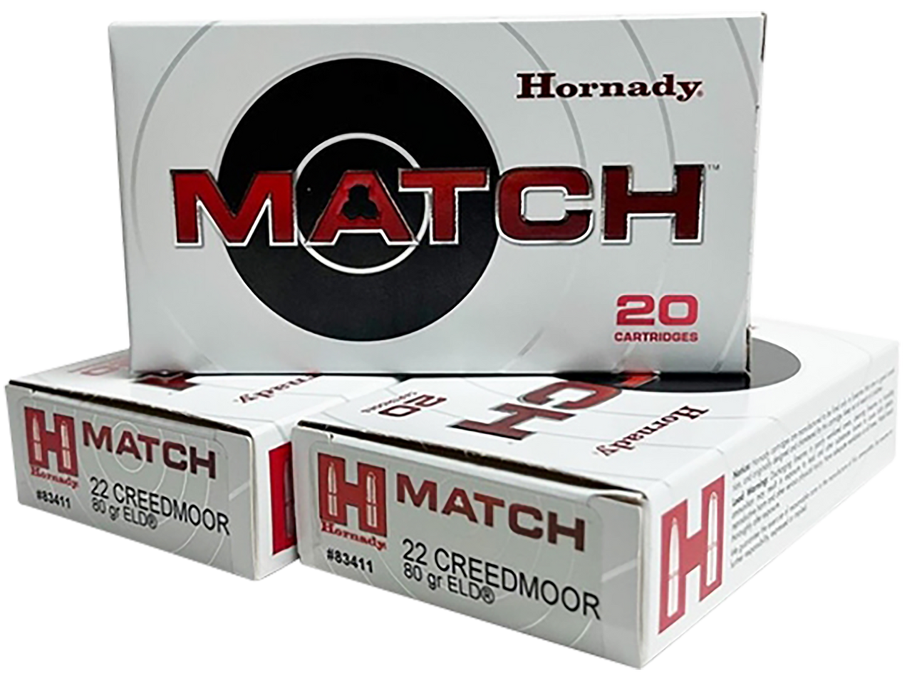 Hornady 83411 Match  22Creedmoor 80gr Extremely Low Drag-Match 20 Per Box/10 Case