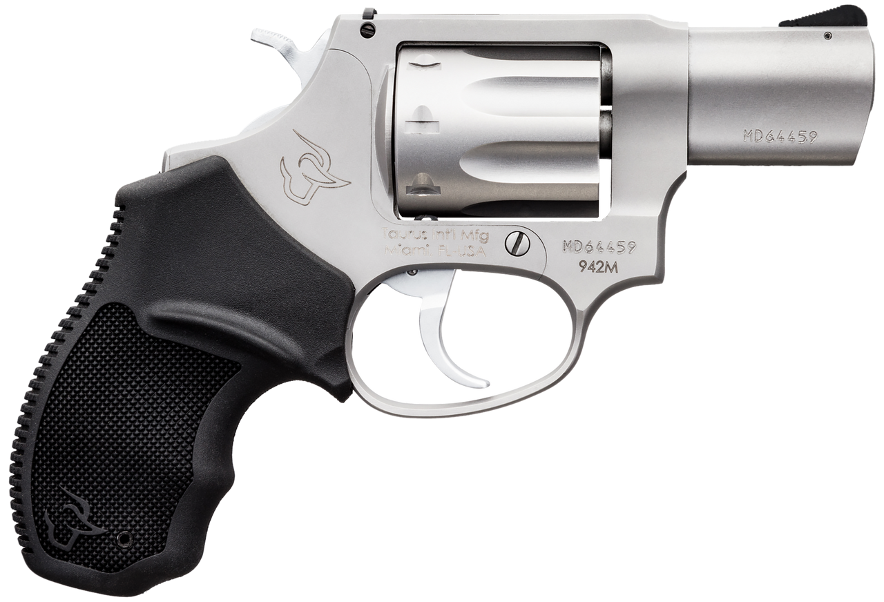 Taurus 2942M029 942  22 WMR 8rd 2" Barrel, Overall Matte Finish Stainless Steel & Finger Grooved Black Polymer Grip