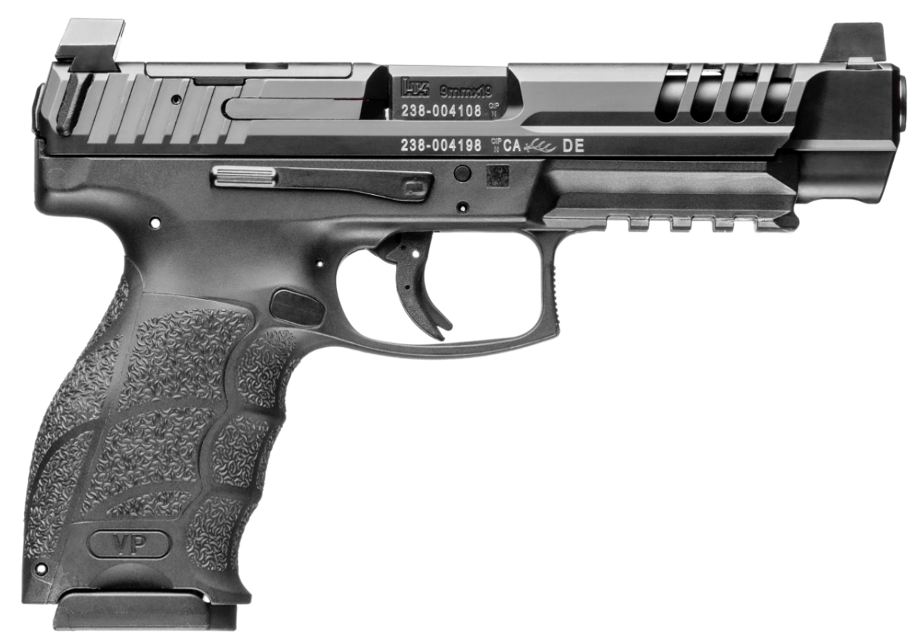 HK 81001157 VP9L  9mm Luger 15+1 5" Black Polygonal Rifled Barrel, Long/Lightening Cuts/Optic Cut Steel Slide, Polymer Frame w/Picatinny Rail, Black Interchangeable Backstrap Grip