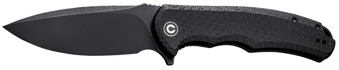 Civivi Knives C803G Praxis  3.75" Folding Plain Black Stonewashed 9Cr18MoV SS Blade, Black Textured Micarta Handle