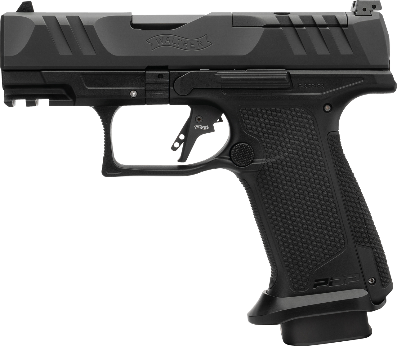 Walther Arms 4796063 PDP F-Series Pro E 9mm Luger 10+1 3.50" Black Steel Barrel, Black Optic Ready/Serrated Steel Slide, Black Polymer Frame w/Picatinny Rail, Interchangeable Backstrap Grip