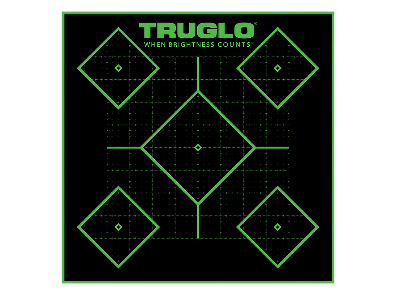 TruGlo TG14A25BB Tru-See 5- Diamond Target Self-Adhesive Heavy Paper Black/Green 12"x12" 25 Pack
