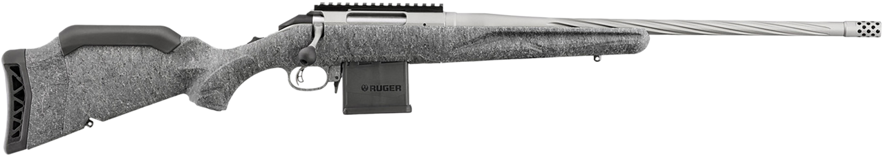 Ruger 46908 American Gen II 204 Ruger 10+1, 20" Gun Metal Gray Cerakote Spiral Threaded Barrel, Gun Metal Gray Cerakote Receiver w/Picatinny Rail, Gray Splatter Adjustable Synthetic Stock
