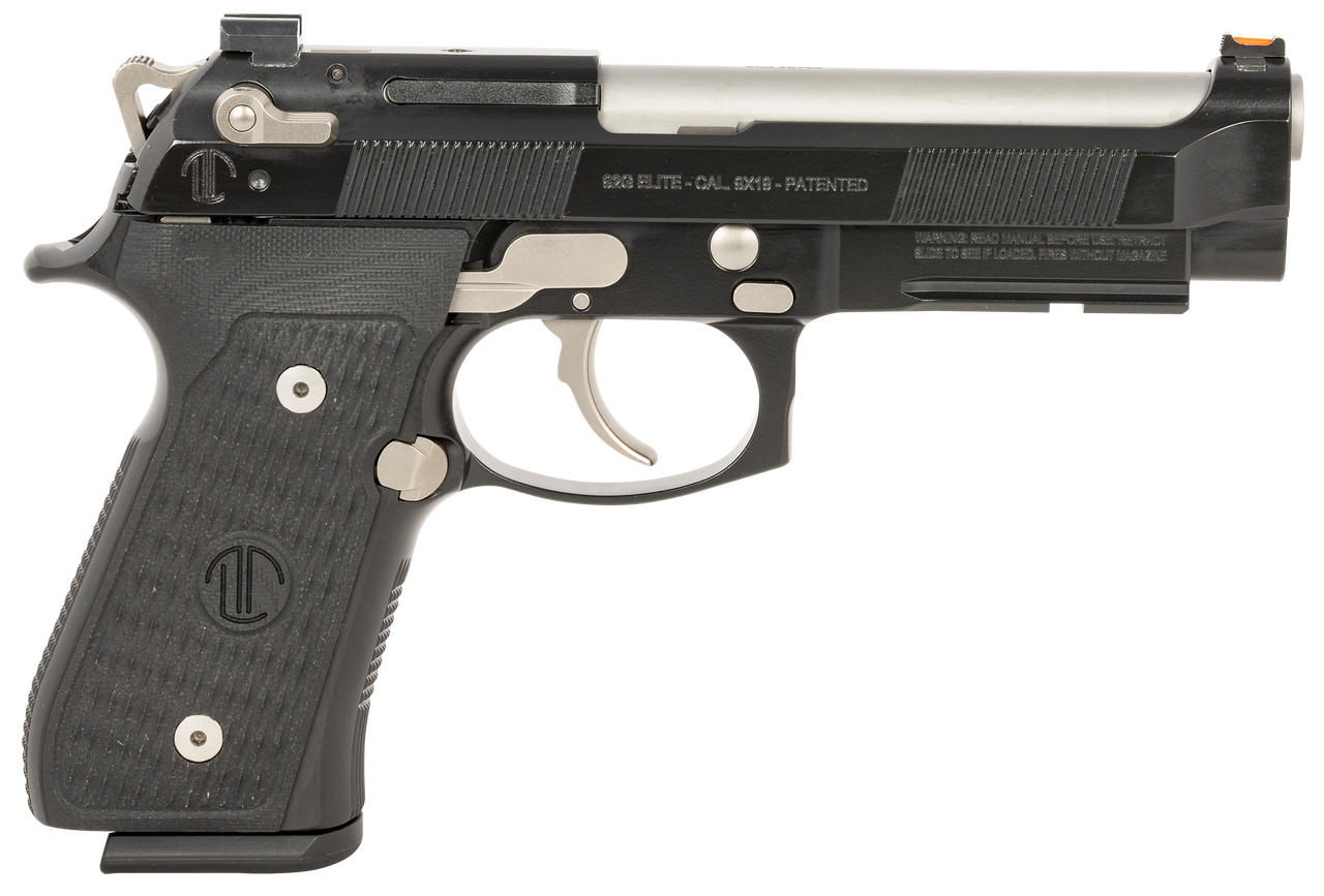 Langdon Tactical Tech LTT92ECBOP18 92 Elite LTT  9mm Luger 18+1 4.70" Target Crown Steel Barrel, Black Serrated Steel Slide, Black Frame w/Picatinny Rail, Black VZ/LTT G10 Grip