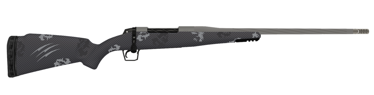 Fierce Firearms TWROG7PRC20GP Twisted Rogue 7mm PRC 20" Tungsten Cerakote Steel Threaded Barrel, Drilled & Tapped Steel Receiver, LR Negative Comb Phantom Camo Carbon Fiber Stock