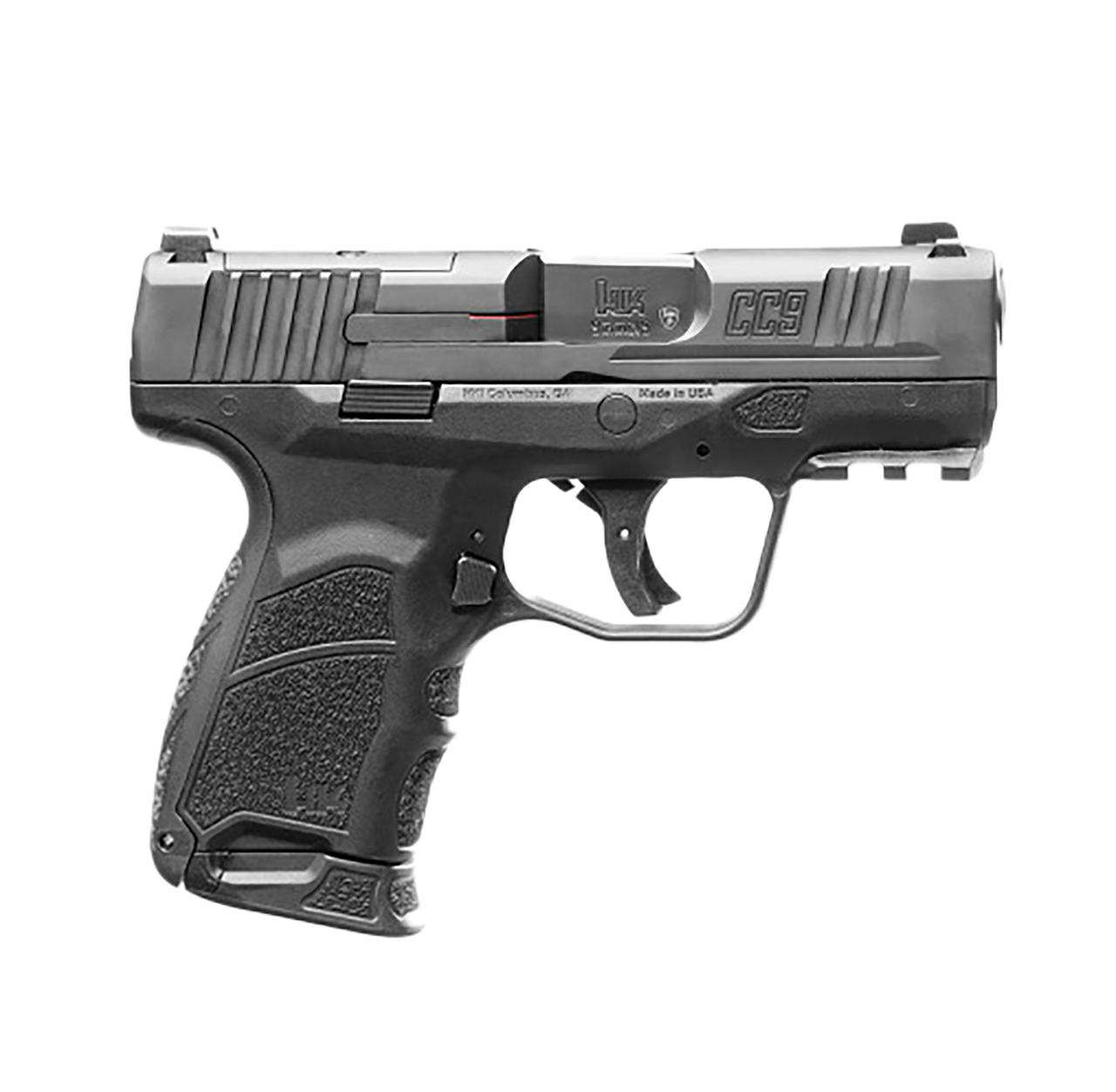 HK 81000551 CC9  9mm Luger 10+1 3.32" Black Polygonal Rifled Barrel, Optic Ready/Serrated Steel Slide, Polymer Frame w/Picatinny Rail, Black Interchangeable Backstrap Grip