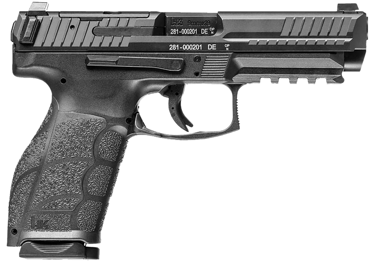 HK 81001058 VP9A1 K Compact Frame 9mm Luger 10+1 4.09" Black Steel Barrel, Black Optic Ready/Serrated Steel Slide, Black Polymer Frame w/Picatinny Rail, Black Polymer Grip, Ambidextrous