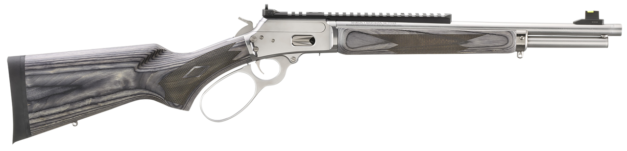 Marlin 70432 1894 SBL 44 Special/44 Rem Mag 8+1/9+1 16.10" Polished Stainless Threaded Barrel, Polished Stainless Picatinny Rail Receiver, Gray Fixed Laminate Stock