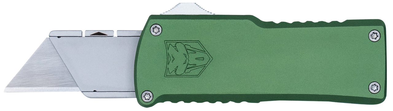CobraTec Knives CTOTFUTODG Utility  OTF Plain Aluminum Blade, 3.38" OD Green Aluminum Handle