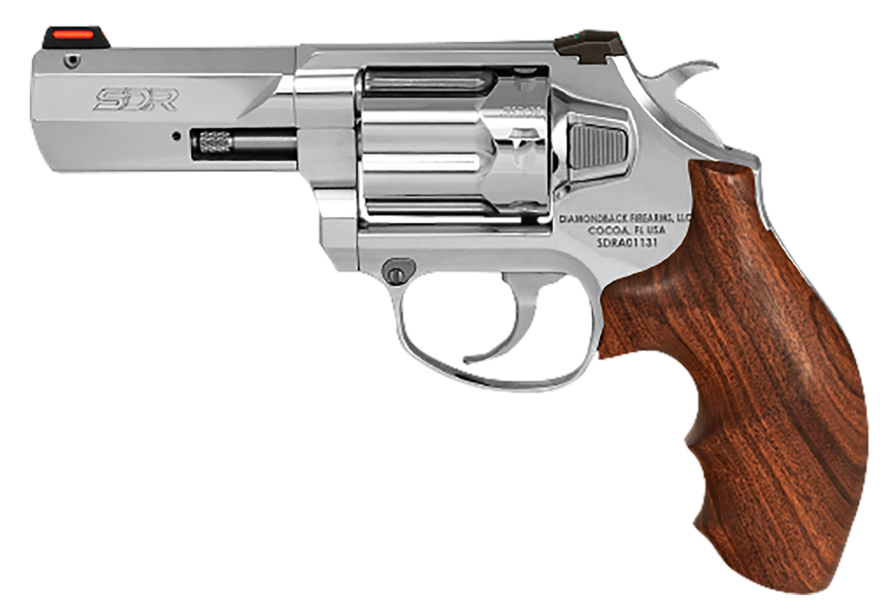 Diamondback DB075AS703 SDR  357 Mag/38 Special +P 6 Shot 3" Stainless Steel Barrel, Polished  Stainless Steel Cylinder & Frame, Hogue Wood Grip, Exposed Hammer