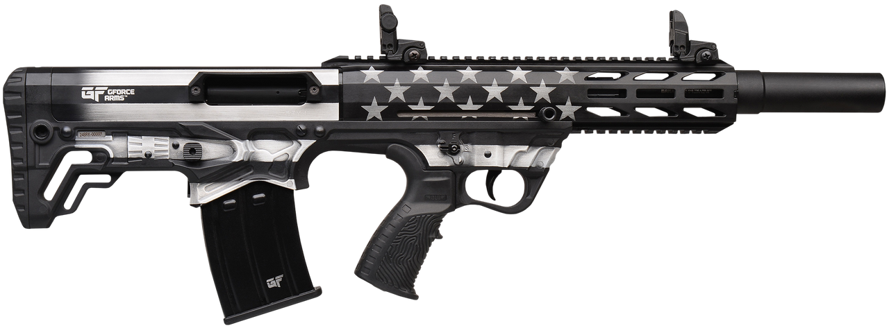 Gforce Arms GFY1USG GFY-1 USA 12 Gauge Semi-Auto 3" 5+1 18.50" Black Threaded Barrel, B&W American Flag Aluminum Receiver w/Picatinny Rail, B&W American Flag Bullpup Polymer Stock, Black Polymer Grip