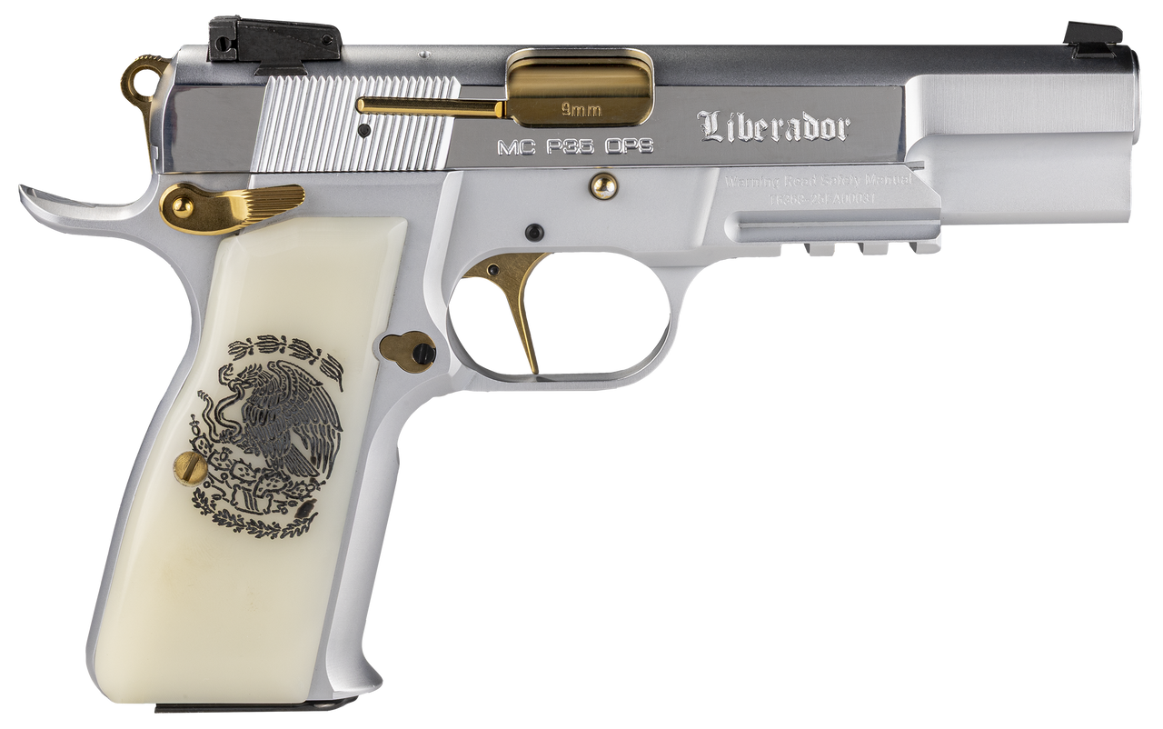 Girsan 391455 MCP 35 Liberador 9mm Luger, OPS with Accessory Rail, Gold Controls, Pearl Engraved Grips