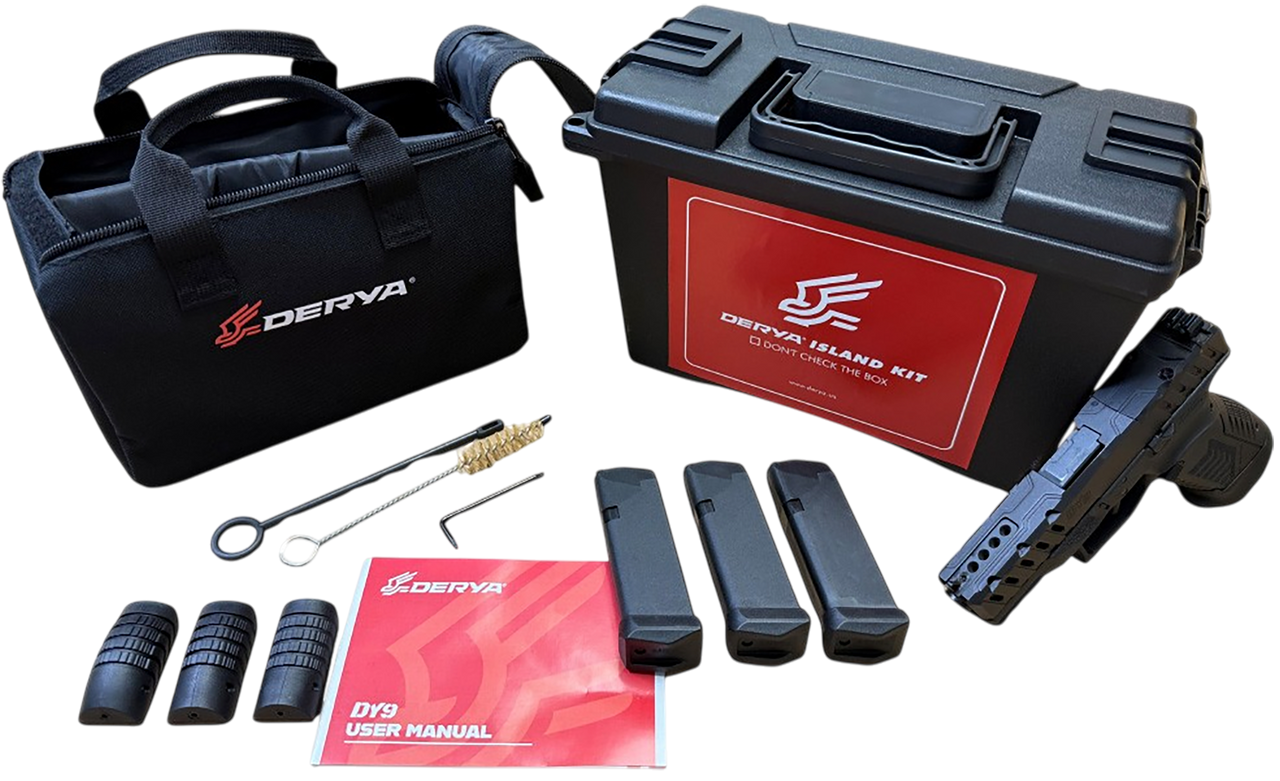 Derya Firearms 10L.DY9.ISL.US DY9 Island Kit 9mm Luger 10+1 3.86" Black Melonite Steel Barrel, Black Melonite Steel Optics Ready/Serrated Slide, Black Melonite Polymer Frame, RMR Footprint