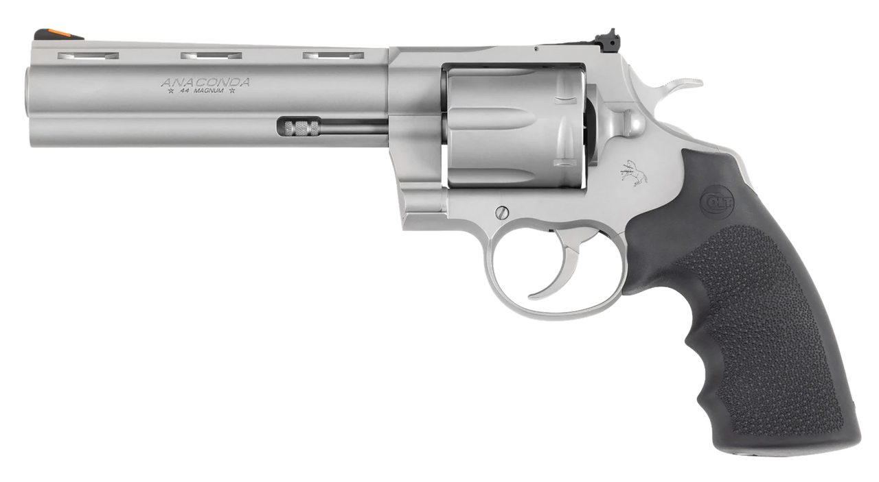 Colt Mfg ANACONDASM6RTS Anaconda  44 Mag 6rd Shot 6" Matte Stainless Vent Rib Barrel, Cylinder & Frame, Black Grip