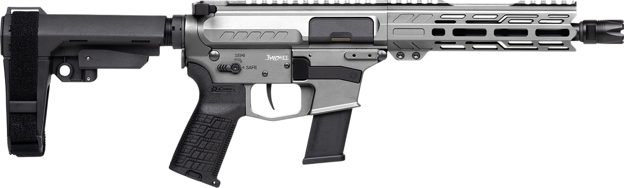 CMMG 45A890FTNG Banshee FE MkG 45 ACP 13+1 8" Black Nitride Threaded Barrel, M-LOK Handguard, Titanium Cerakote Aluminum Receiver w/Picatinny Rail, Black Polymer CMMG RipBrace, CMMG Zeroed Grip