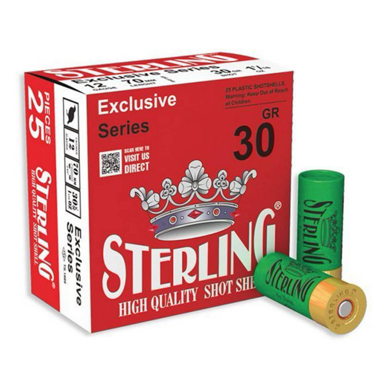 Sterling, Exclusive Series, 12 Gauge 2.75", #8, 1 1/8 oz, Shot Shell, 25 Round Box