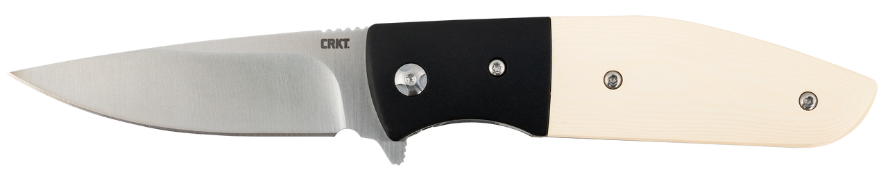 CRKT 2867 Curfew  3.10" Folding Plain Satin 8Cr13MoV SS Blade/Black/White Resin Infused Fiber w/Aluminum Bolster Handle Includes Pocket Clip