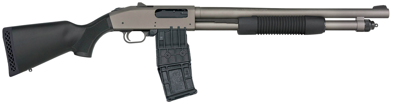 Mossberg 50219 590M  12 Gauge 10+1 18.50" Tungsten Gray Cerakote Barrel & Steel Drilled & Tapped Receiver, Magpul SGA Safety Orange Synthetic Stock