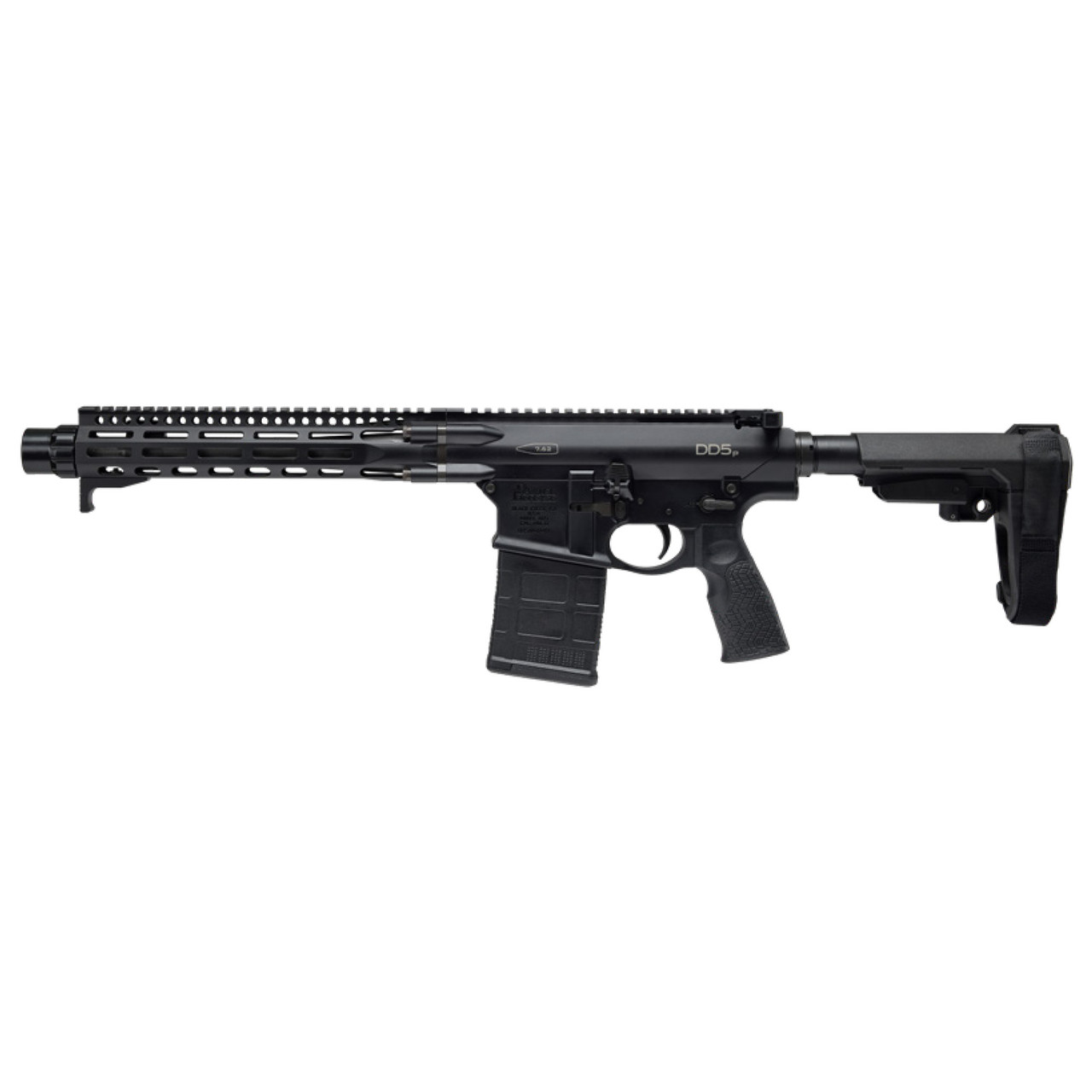 Daniel Defense, DD5 P, Semi-automatic, AR Style Pistol, 762NATO, 12.5" Cold Hammer Forged Barrel, Mid-length Gas System, DLC Finish, Black, Linear Compensator, 10.5" Free-float M-LOK Handguard