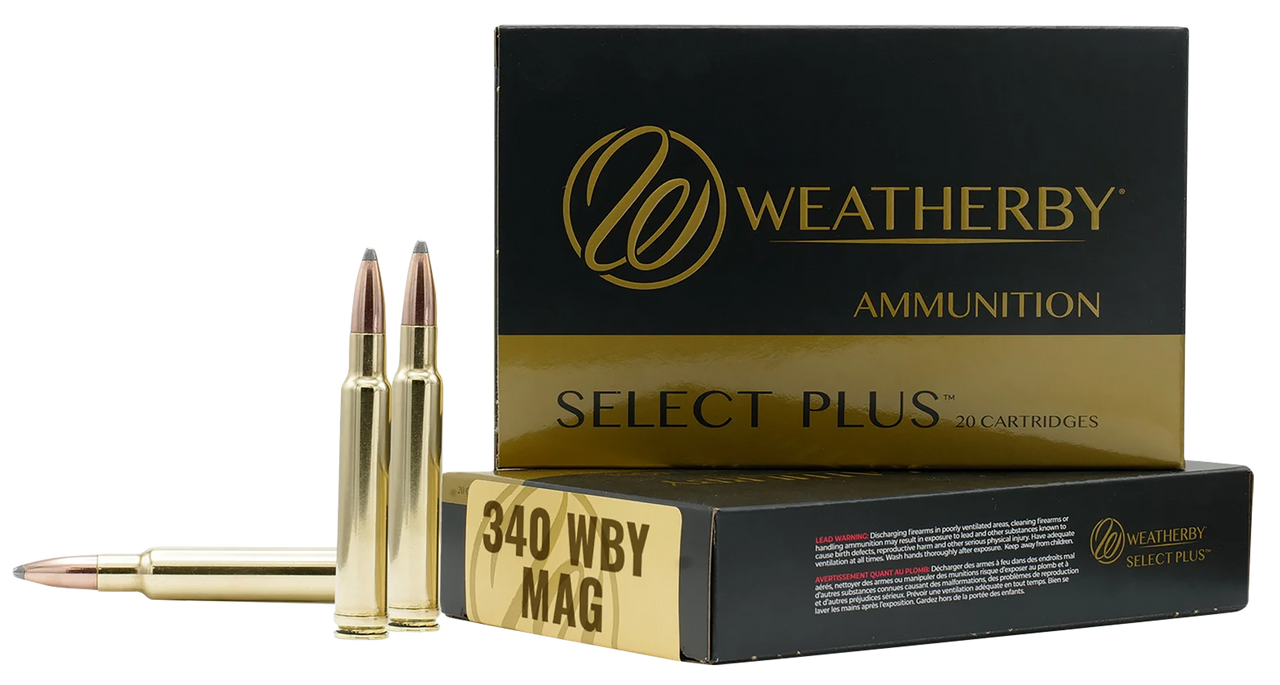 Weatherby H340225IL Select Plus  340 Wthby Mag 225 gr Hornady Interlock 20 Per Box/ 10 Case