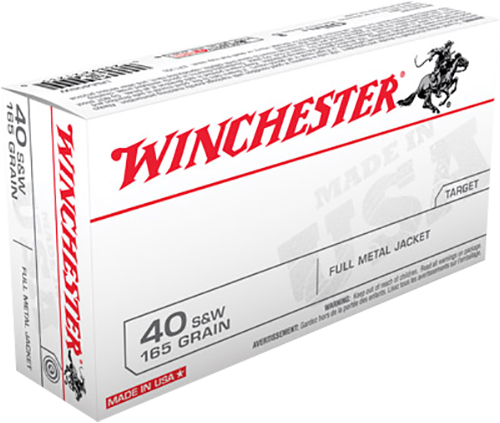 Winchester Ammo USA40SW USA  40S&W 165gr Full Metal Jacket Flat Nose 50 Per Box/10 Case