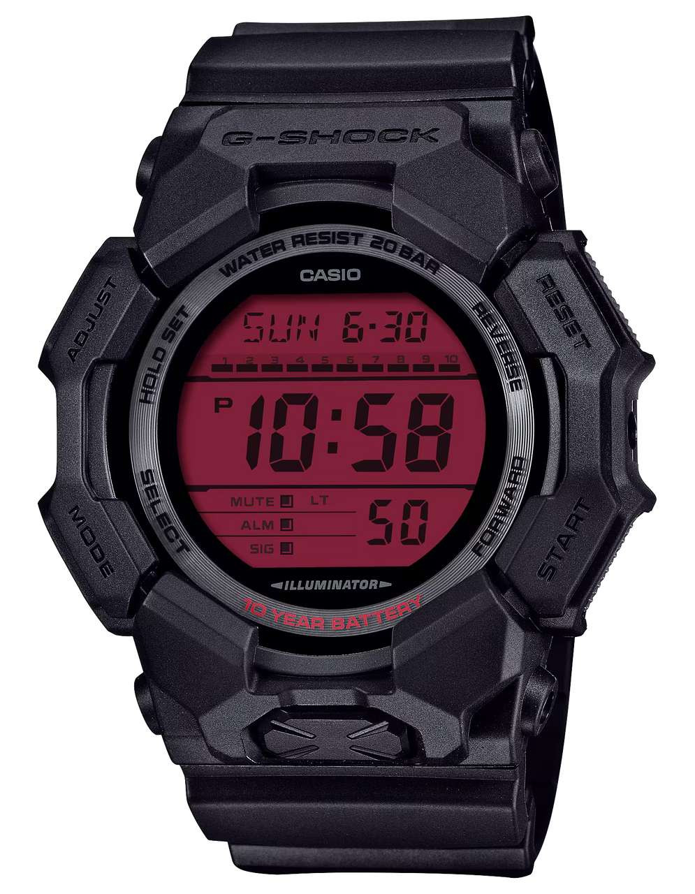 GSHOCK GD010BBR1CR   DIGITAL MOVEMENT  BLK/RED