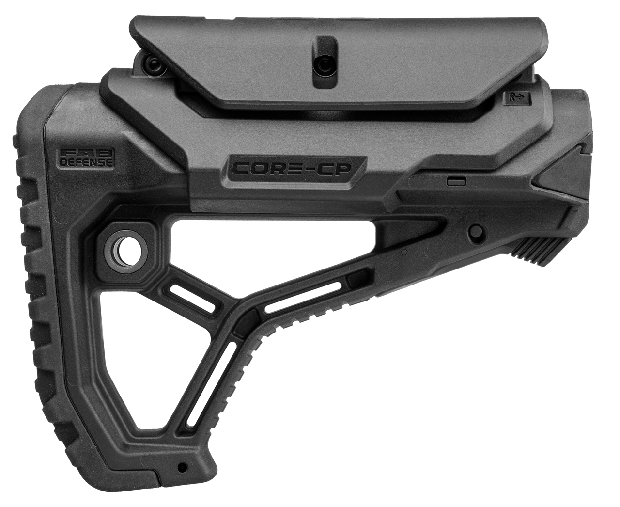 FAB Defense FXGLCORECPB GL-Core  Buttstock for AR-15/ M4 w/Adjustable Cheek-Rest Black Fiberglass Reinforced Polymer