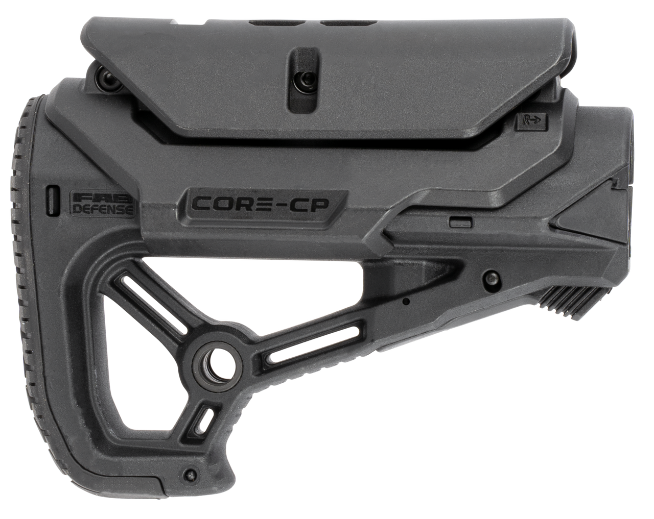 FAB Defense FXGLCORESCP GL-Core S CP CQB Optimized Combat Buttstock w/Adjustable Cheek-Rest for AR-15/ M4 Black Fiberglass Reinforced Polymer