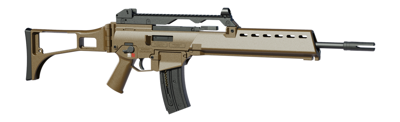 HK 81001321 G36  22 LR 20+1 18.13" Black Barrel w/Flash Suppressor, Flat Dark Earth Receiver w/Picatinny Rail, Flat Dark Earth Folding Synthetic Stock, Polymer Grip