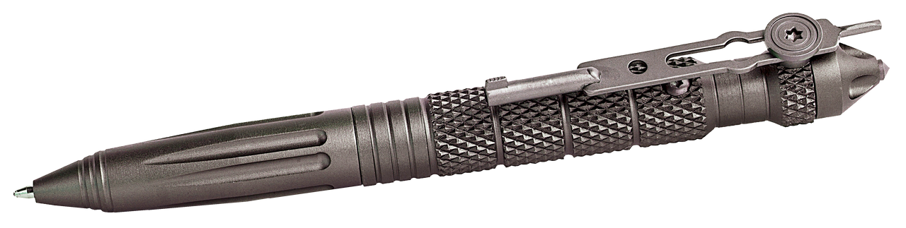 Uzi Accessories UZITACPEN4GM Tactical Pen  Gun Metal Aluminum 6" Features Glass Breaker/Cuff Key