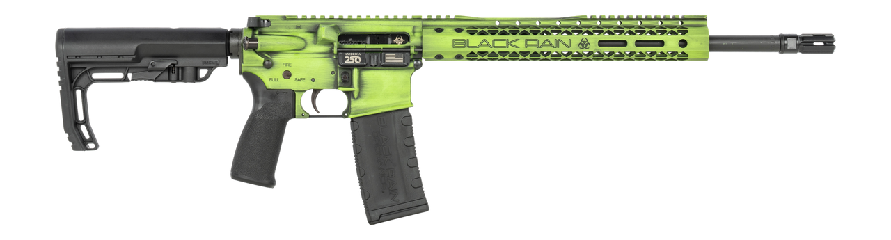 Black Rain Ordnance FUSION300BLKZGB Fission  300 Blackout 30+1 16" Black Nitride Threaded Barrel, Zombie Green Battleworn Aluminum Receiver w/Picatinny Rail, M-LOK Handguard, MFT Minimalist Black Poly