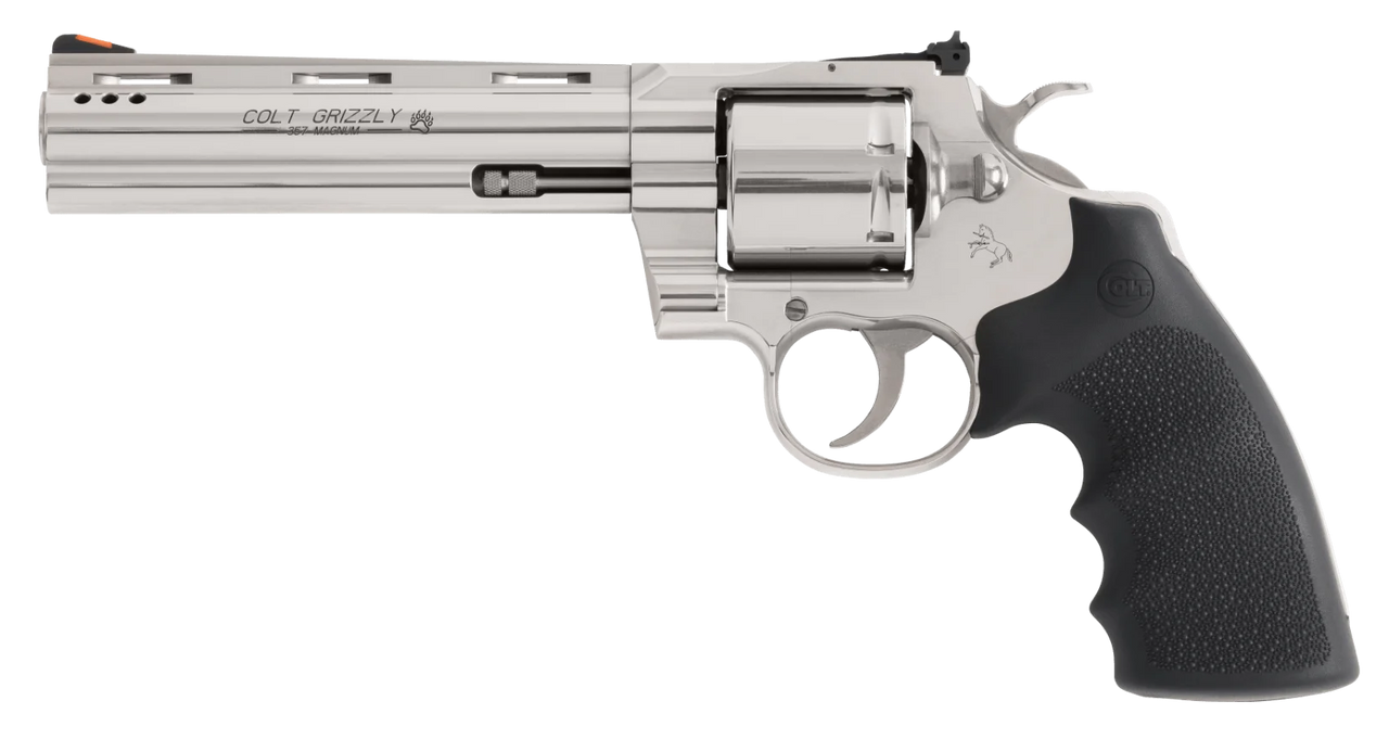Colt Mfg GRIZZLYSP6RTS Grizzly  357 Mag 6 Shot 6" Stainless Ported Vent Rib Barrel, Stainless Unfluted Cylinder, Stainless Stainless Steel Frame, Black Hogue Overmolded Grip, Exposed Hammer