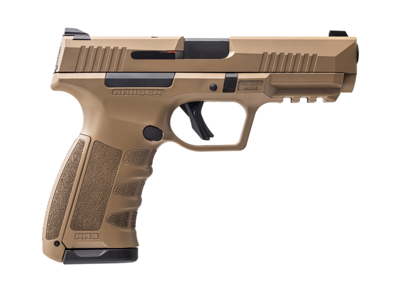 Dickinson LLC RA9FED RA9  9mm Luger 17+1 4.25" Black Steel Barrel, Flat Dark Earth Cerakote Serrated Aluminum Slide, Flat Dark Earth Polymer Frame w/Accessory Rail
