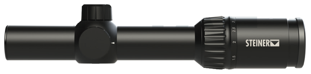 STEINER 5202 P4XI 1-4x 24mm Obj 110-27.5 ft @ 100 yds FOV 30mm Tube Black Finish STEINER 5202 P4XI 1-4x 24mm Obj 110-27.5 ft @ 100 yds FOV 30mm Tube Black Finish