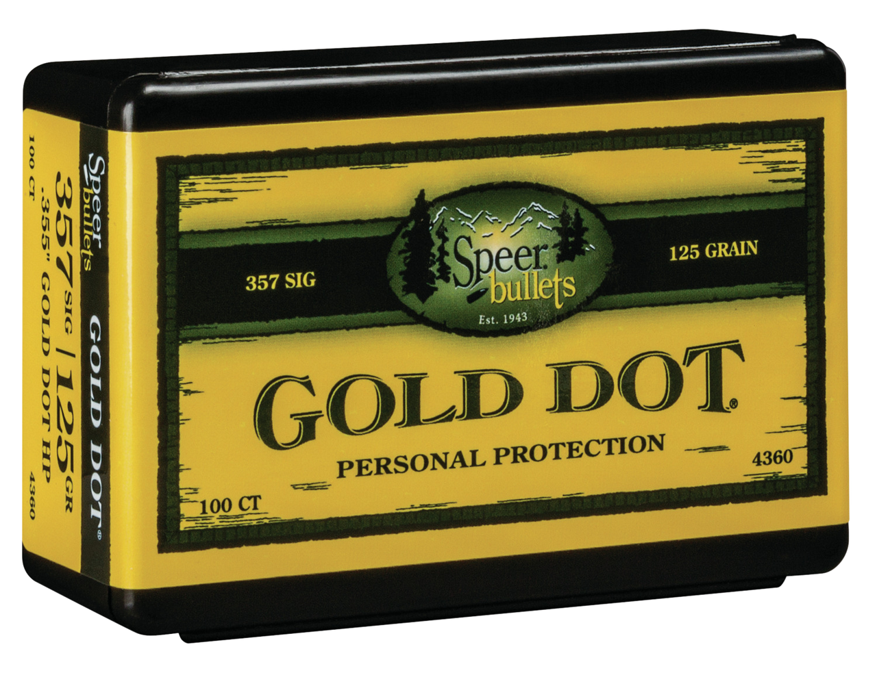 Speer 4360 Handgun 357 Sig .357 125 GR Gold Dot Hollow Point 100 Box Speer 4360 Handgun 357 Sig .357 125 GR Gold Dot Hollow Point 100 Box