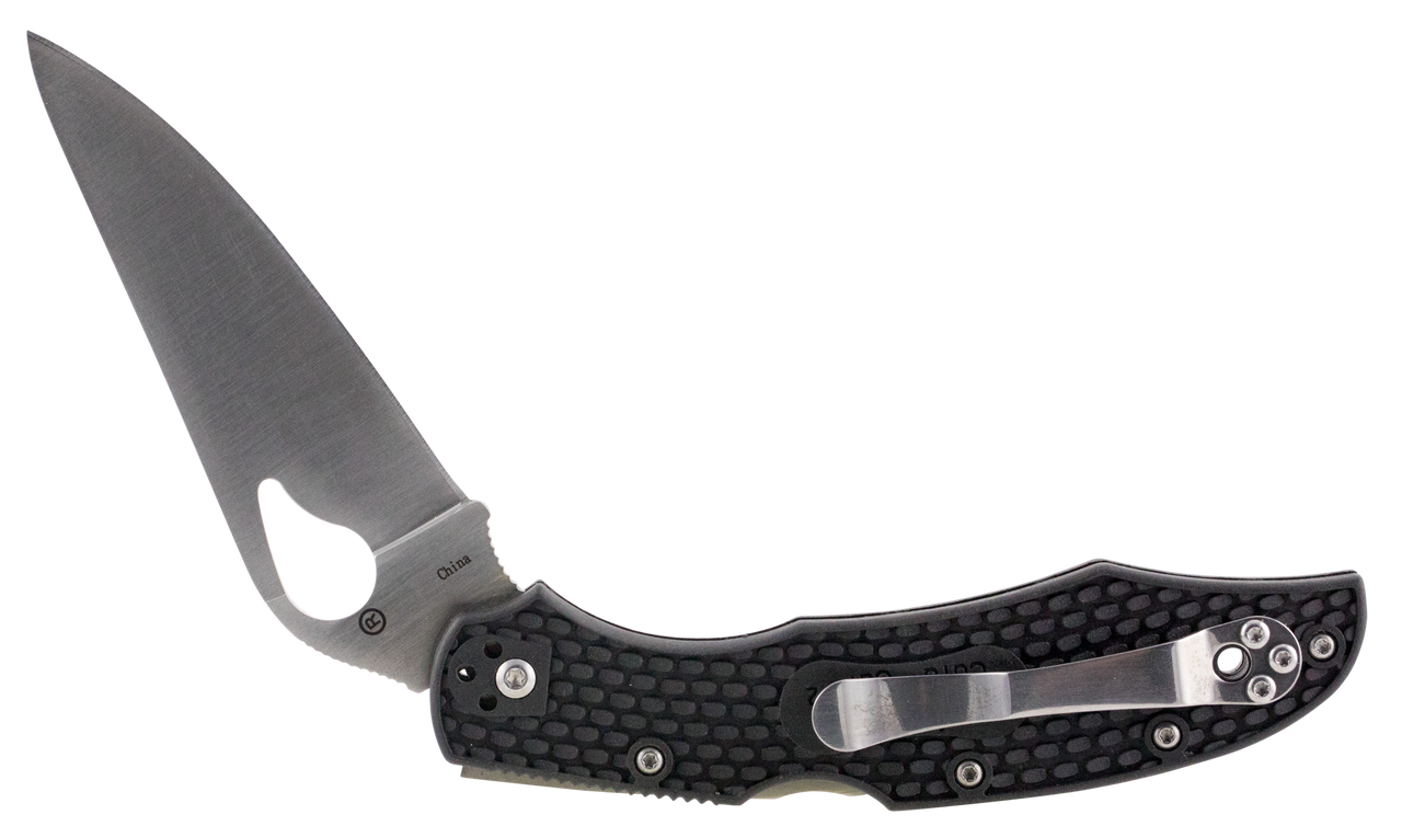 Spyderco PY03PBK2 By03 Byrd Cara Cara Folder 8Cr13MoV SS Drop Point Blade Blk SS    Blade Length 3.88