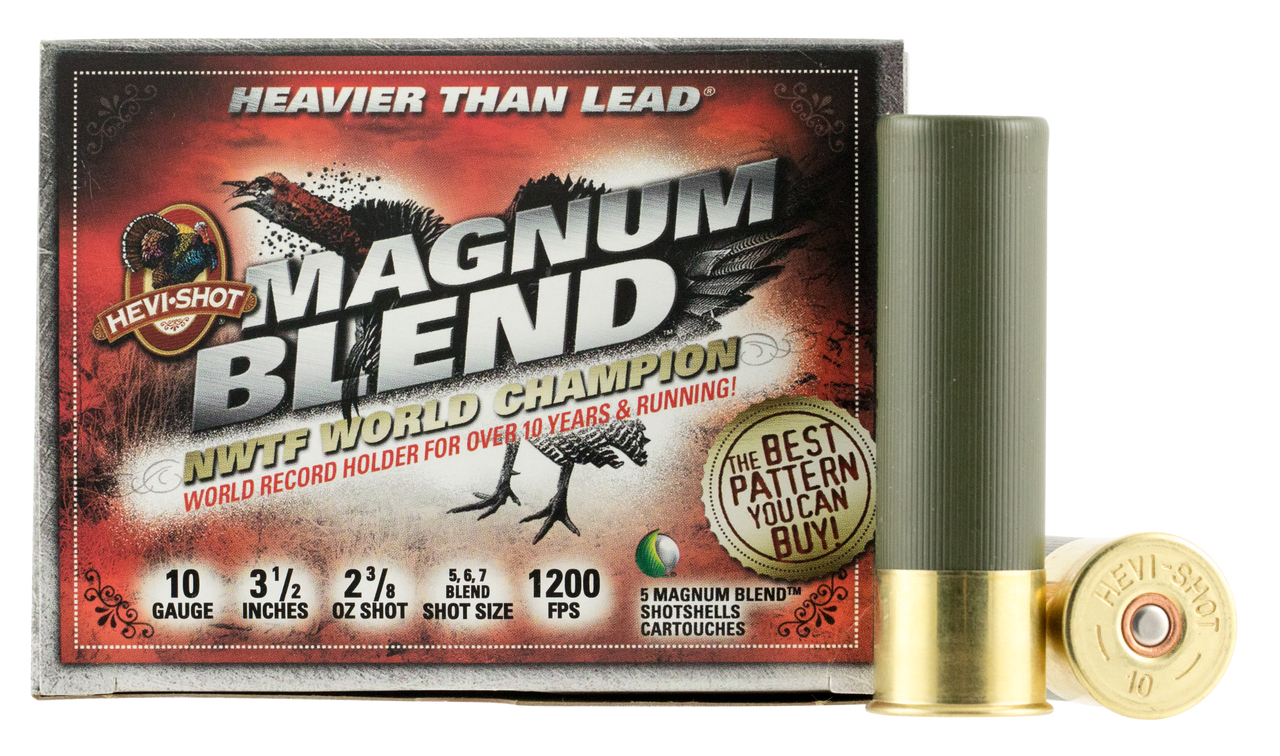 Hevishot Magnum Blend, Hevi 13567 Tky Mgblend  10ga 3.5 inch Shot sizes 5-7  2 3/8 oz