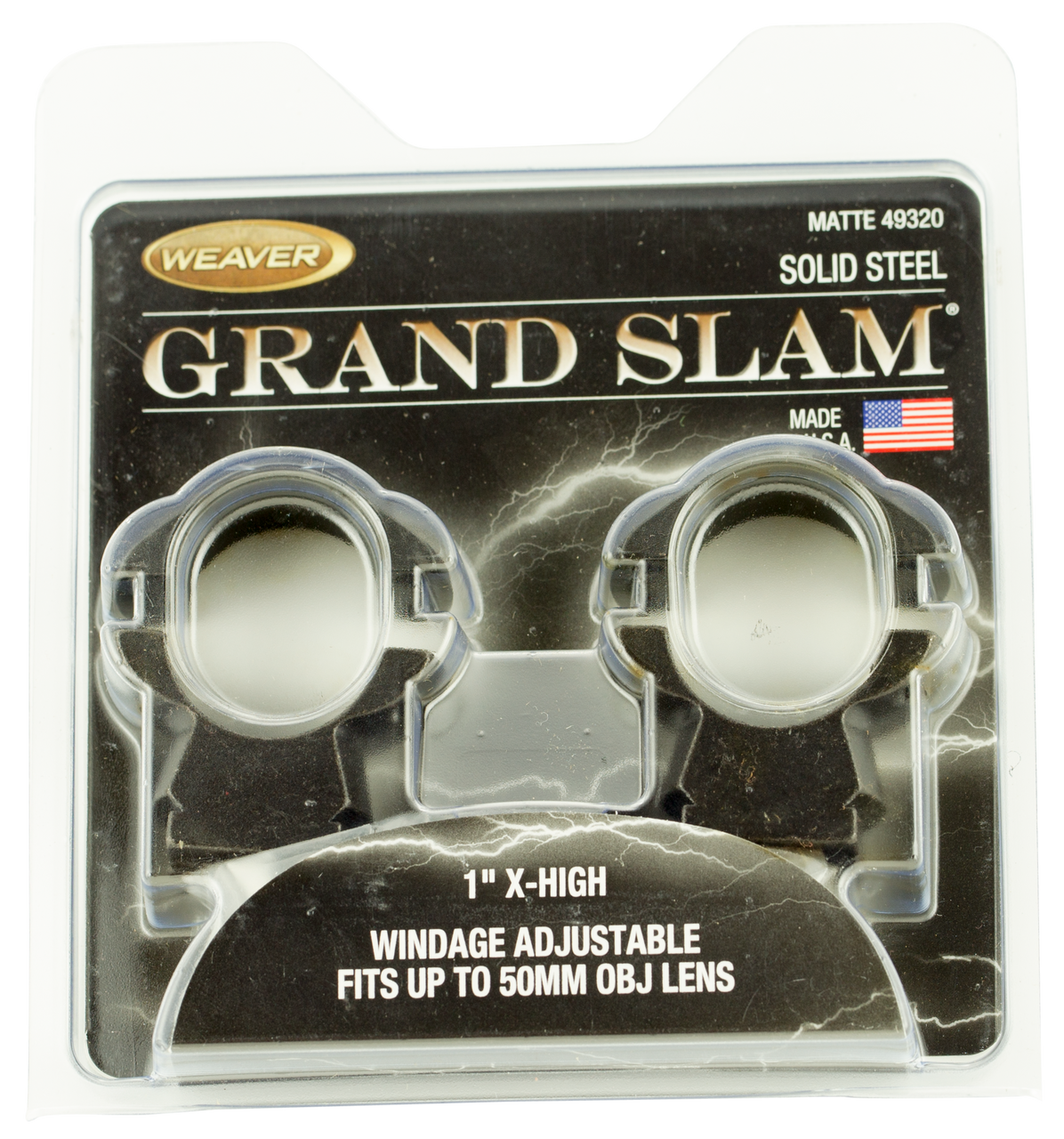 Weaver Mounts 49320 Grand Slam Adjustable Ring Set 1   XHigh 1   Dia Black Matte