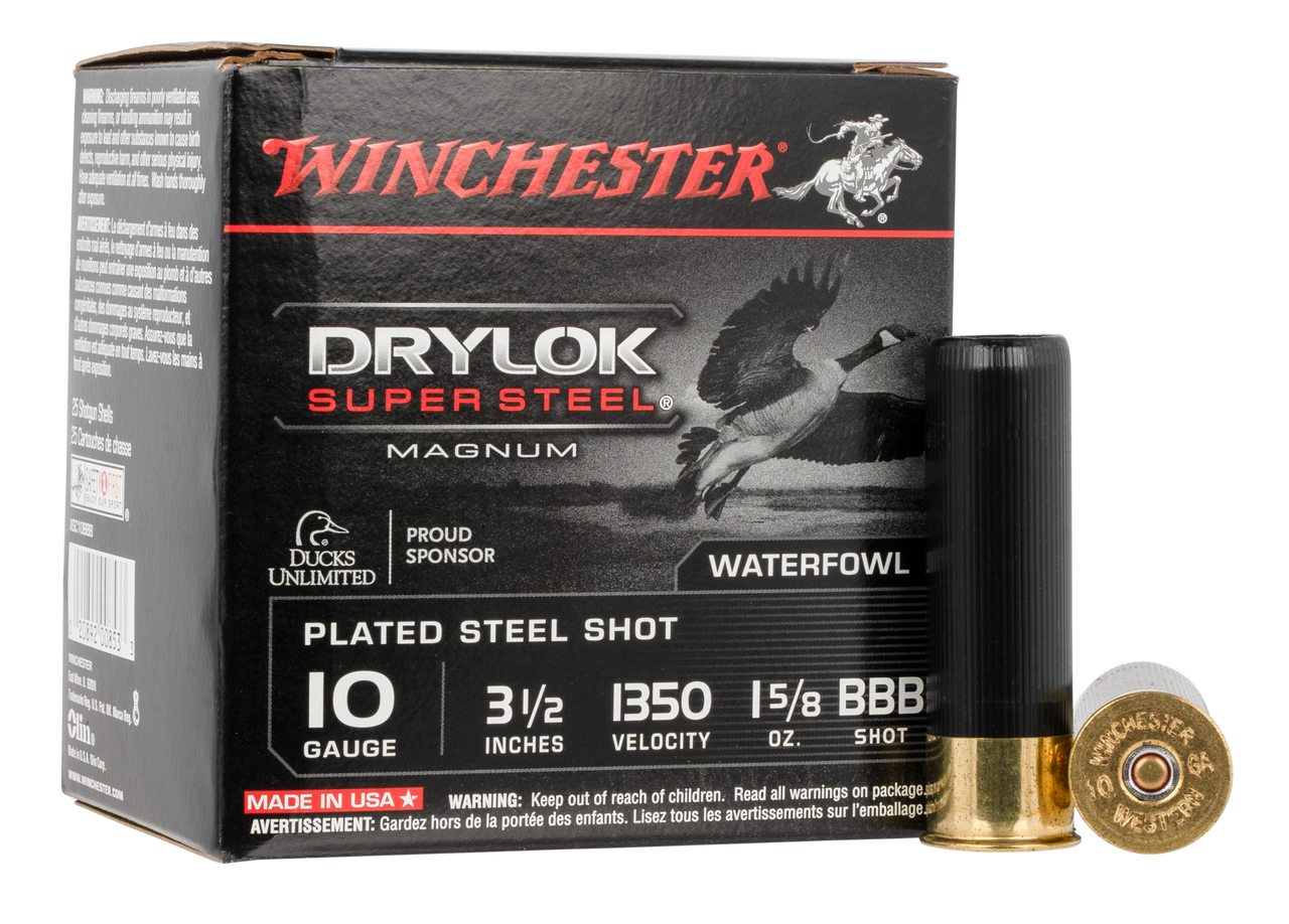 Winchester Ammo Drylock Super Steel, Win Xsc10bbb   Plated 10ga Size BBB    3.5 inch 1 5/8 oz  Steel Winchester Ammo Drylock Super Steel, Win Xsc10bbb   Plated 10ga Size BBB    3.5 inch 1 5/8 oz  Steel