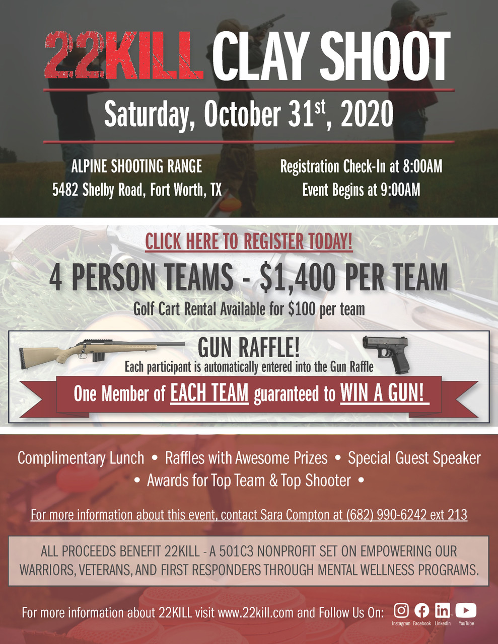 22KILL CLAY SHOOT - Saturday, October 31st, 2020
