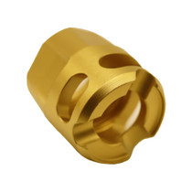 True Precision, Y-Micro Comp, Compensator, 9MM, Fits 1/2-28 Threads, Titanium Nitride Finish, Gold True Precision, Y-Micro Comp, Compensator, 9MM, Fits 1/2-28 Threads, Titanium Nitride Finish, Gold