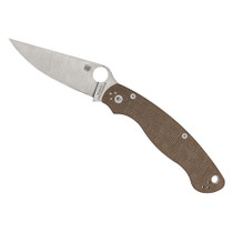 Spyderco, Military 2, Folding Knife, Plain Edge, Brown Micarta Handle, 4" Blade, Satin Finish, CPM CRU-WEAR Tool Steel Spyderco, Military 2, Folding Knife, Plain Edge, Brown Micarta Handle, 4" Blade, Satin Finish, CPM CRU-WEAR Tool Steel